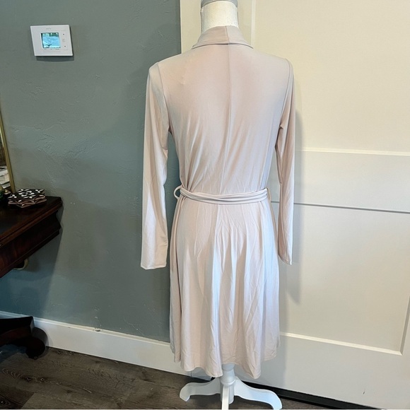 Triple 7 Cream Stretch Knit Belted Open Cardigan Med - Picture 3 of 9